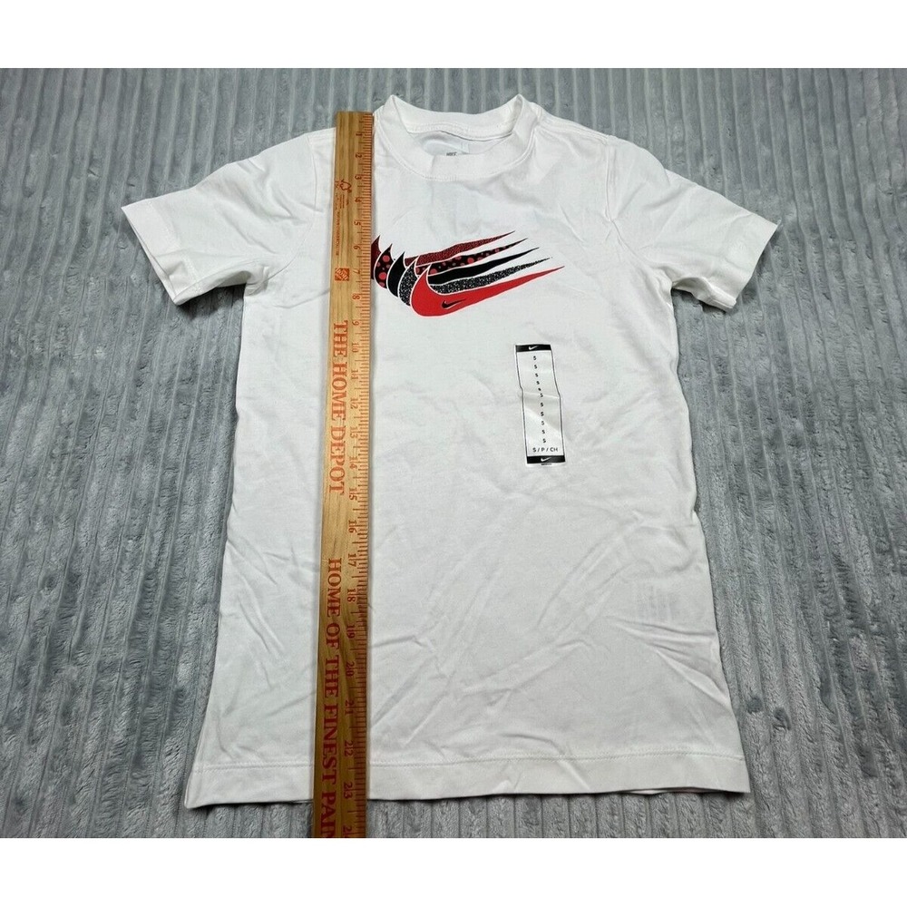 Nike Shirt Youth Unisex S The Nike Tee‎ Short Sleeve Swoosh Logos White - Picture 8 of 14